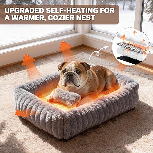 Miniatura 2 de Cama para perros pequeños y medianos, lavable y autocalentable, para gatos de interior, cama mullida de piel de conejo para mascotas para cachorros