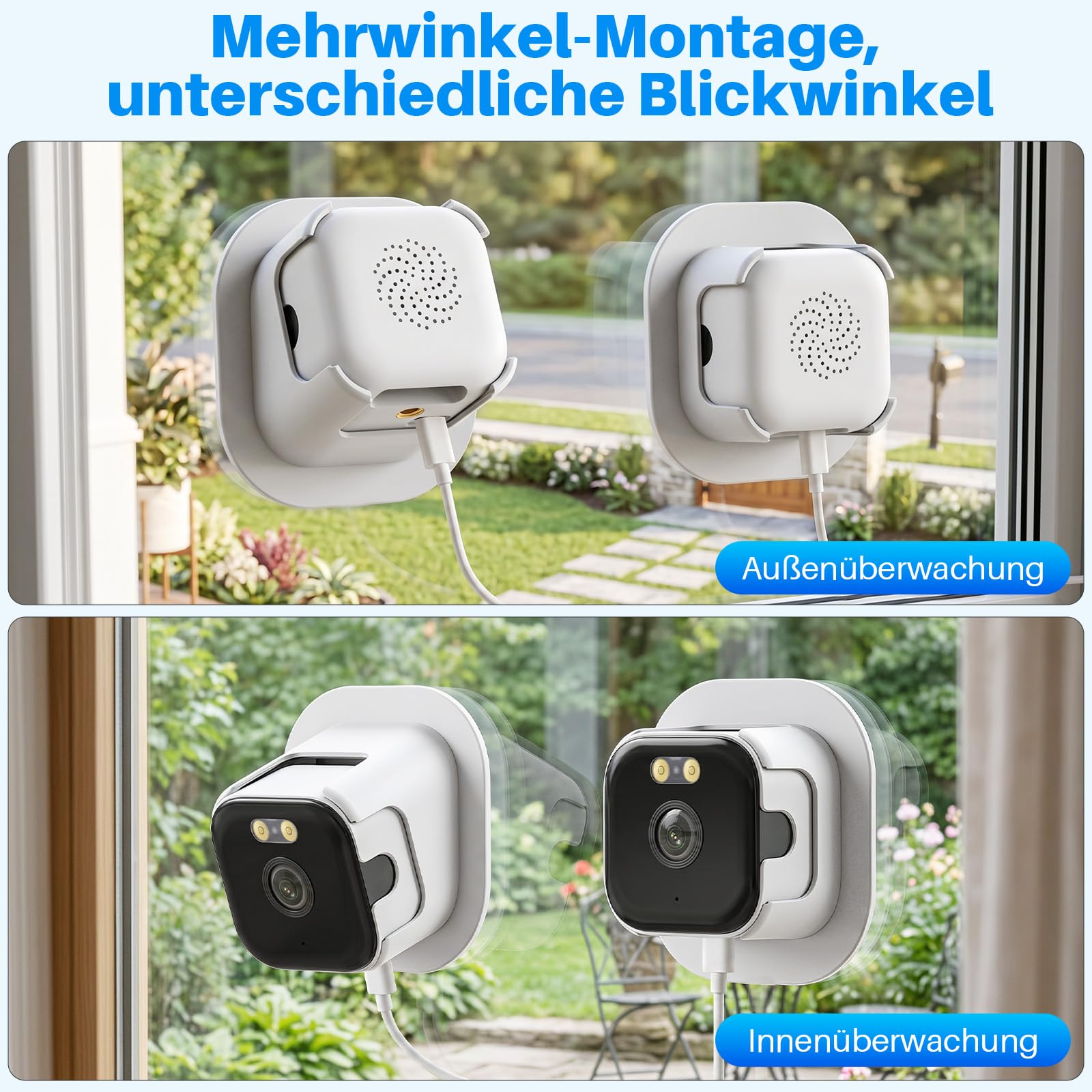 Fensterkamera Innen,2K 3MP MiNi Kamera Außen,5GHz&2,4GHz WiFi mini überwachungskamera aussen mit KI-gestützte verbesserte Farbnachtsicht, Fenster Kamera Personen-/Bewegungserkennung, 24/7-Aufzeichnung