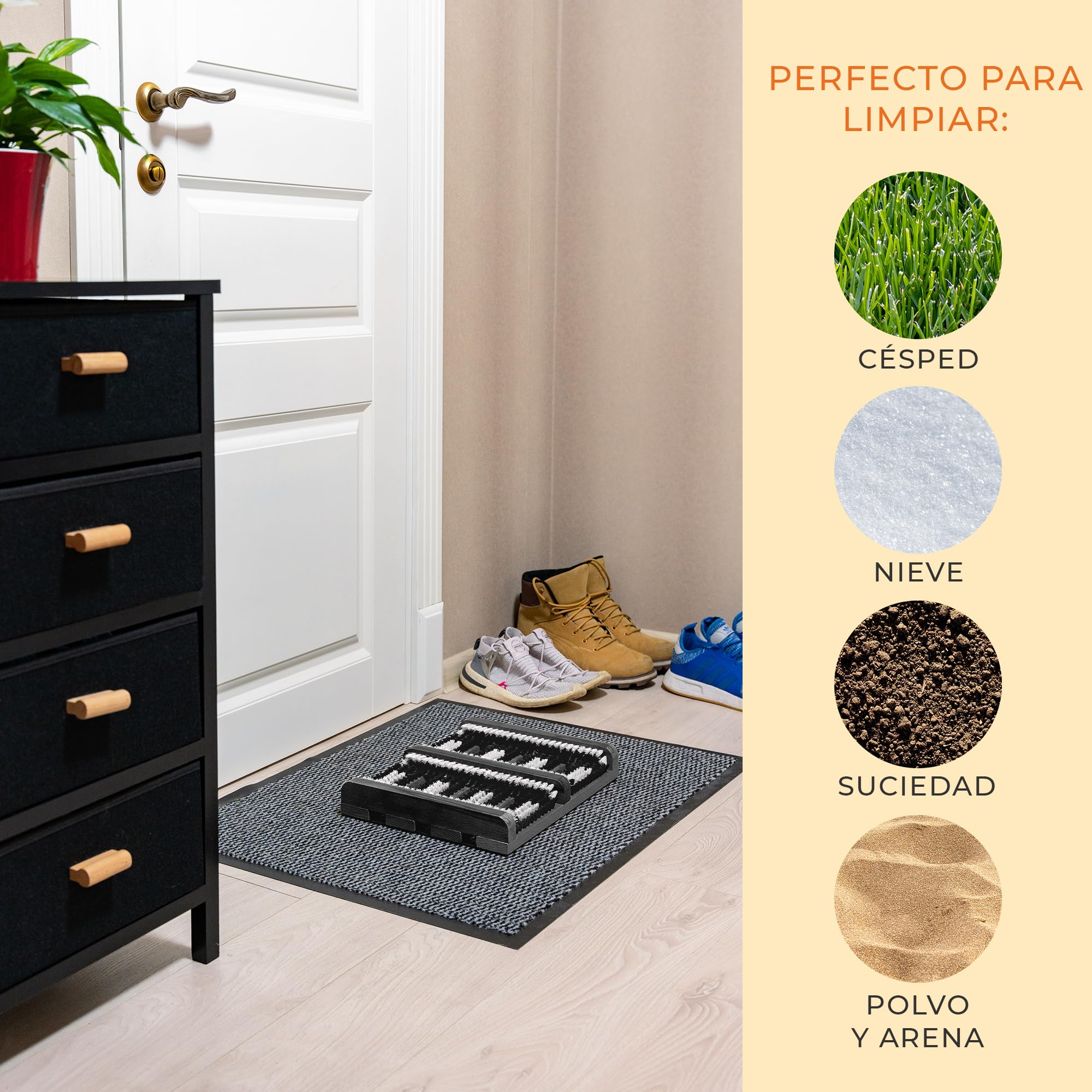 Limpiador Zapatillas con Alfombrilla Antideslizante y Cepillos Fuertes|Ideal Cepillo Zapatos para Exterior e Interior con Listones Laterales y Diseño Duradero|Limpia Zapatos Juego de 1,Gris