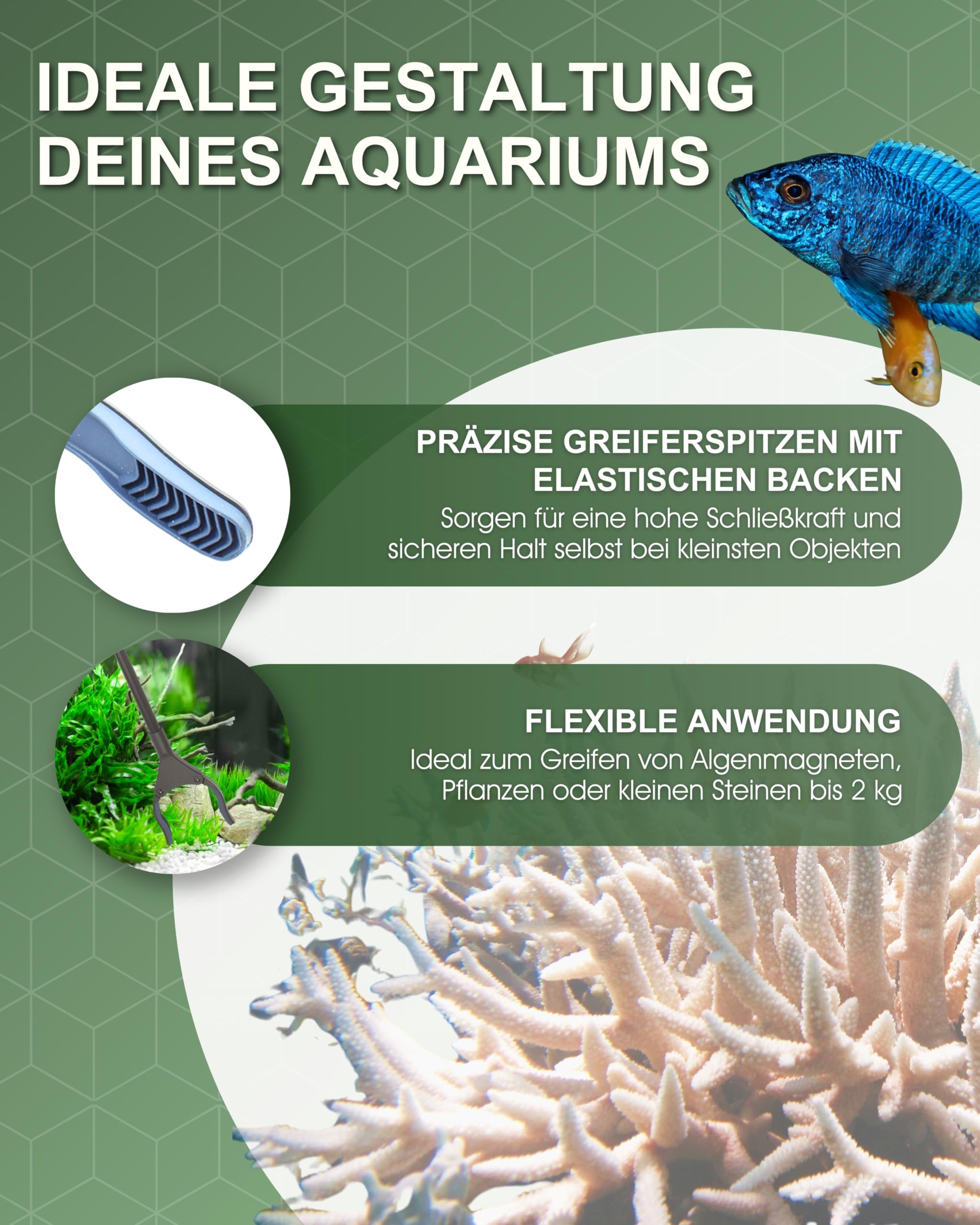 Tunze Aquarienzange 86 cm I langlebige Greifzange für Aquarien zum Heben von Gegenständen bis 2 kg I Aquarienpflege-Zange aus eloxiertem Aluminium I Zubehör für Süßwasseraquarien