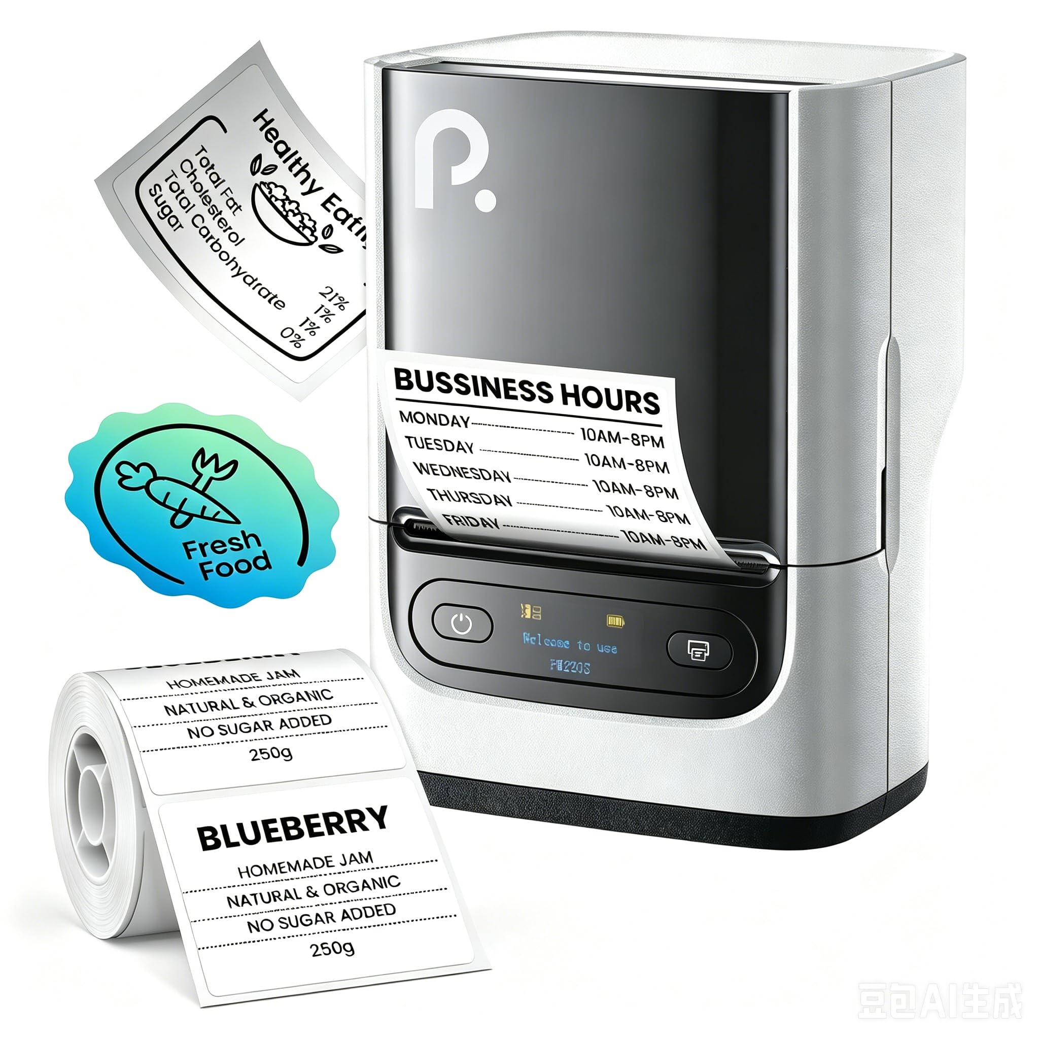 POLONO PM220S Label Maker Machine with Tape, Bluetooth Label Maker, Vanilla