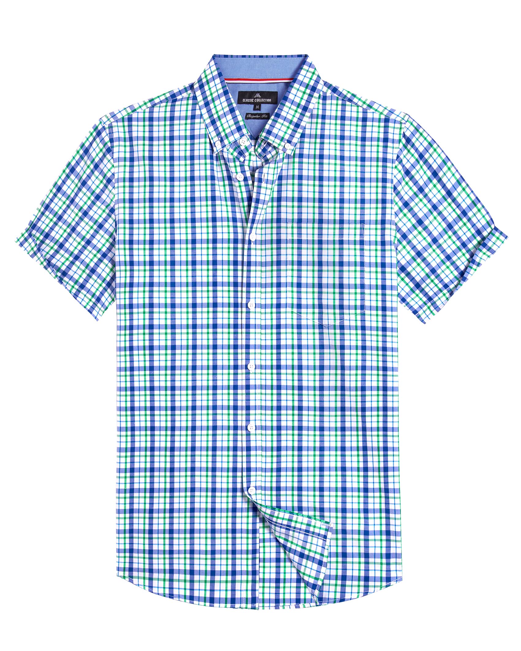 Alimens &amp; Gentle Plaid Mens Short Sleeve Button Down Shirts with Pocket