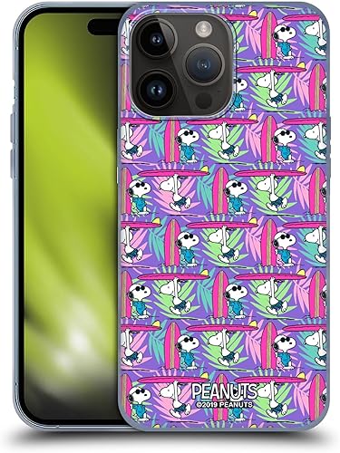 Head Case Designs Officially Licensed Peanuts Surf Pattern Snoopy Aloha Disco Soft Gel Case Compatible with Apple iPhone 15 Pro Max