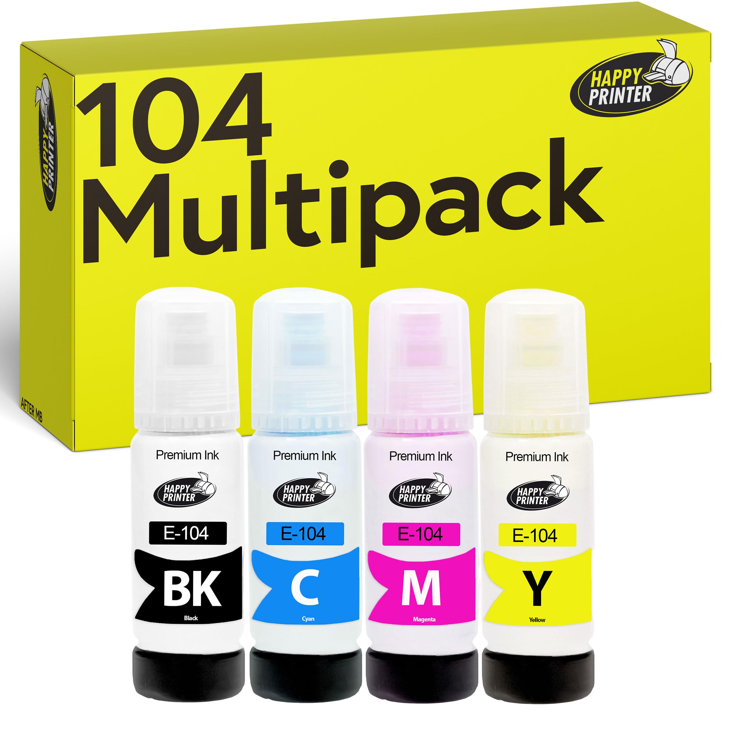Happy Printer 4 ink compatible with Epson 104 for EcoTank ET 1810 2710 2711 2712 2714 2715 2720 2721 2726 2810 2811 2812 2814 2815 2820 2821 2825 2826 4700 4800 (280ml)