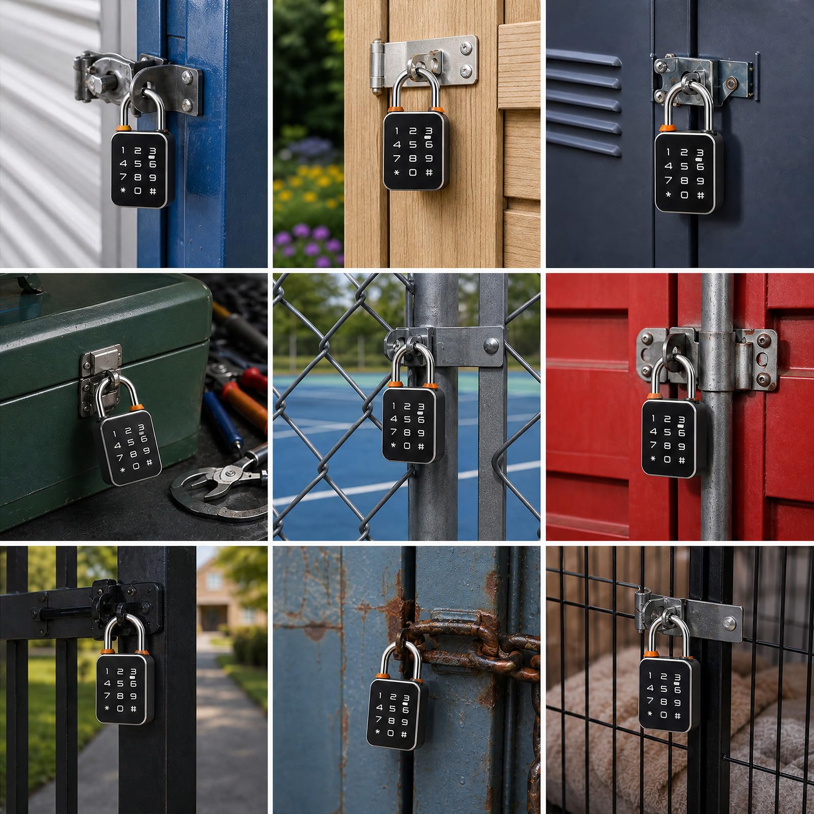 Vorhängeschloss Fingerabdruck mit Tuya App & Passwort, Smart Biometrie Schloss, 0.2s Entsperrung Wetterfest USB-C, Schlüsselloses Zahlenschloss für Spind, Fitnessstudio, Gartentor, Keller, Schwarz
