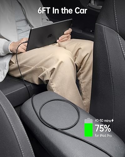 Miniatura 6 de Paquete de 2 cables USB C a USB C 2 en 1 cable USB-C de carga rápida de 6 pies 60 W iPad Pro cable trenzado USB a tipo C compatible con portátiles