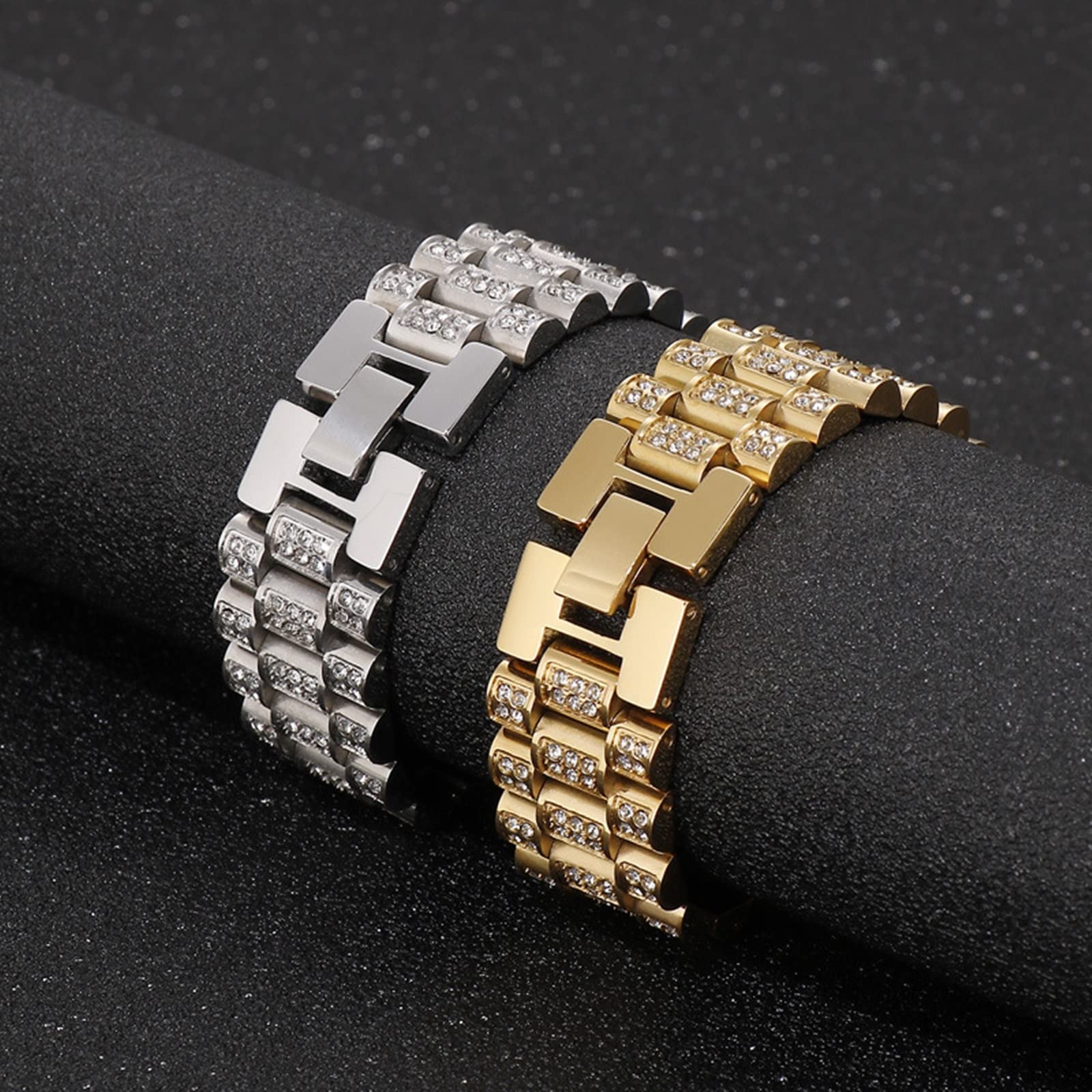 Herren Armkette Herren in Edelstahl, Zirkonia Glieder Link Armkette Armreif Unisex Kette personalisiert Klassische, Geschenk für Ihn