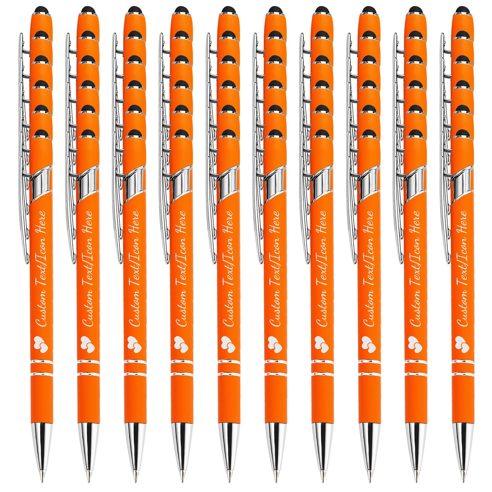 YoLLiEE Personalised Pens with Name Bulk Custom Black Ink Pens with Stylus Customised Engraved Ballpoint Pens with Logo Business Smooth Writing Medium Point Pen