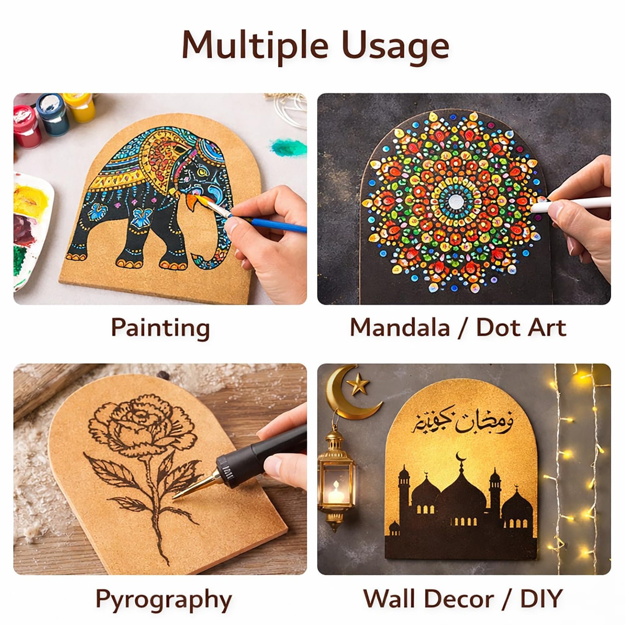 Arch Shape MDF Board for DIY Art & Craft, Painting, Mandala