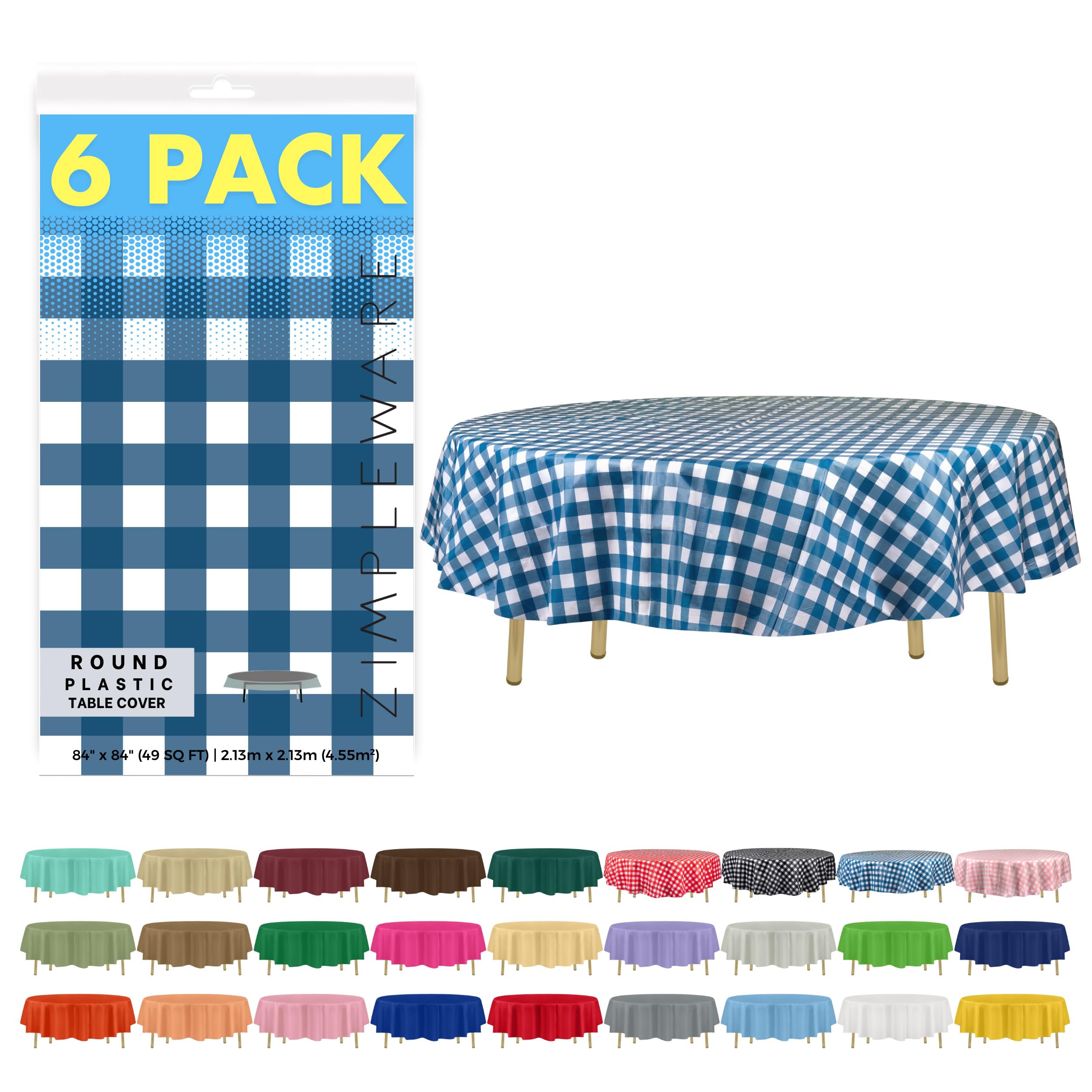 ZIMPLEWARE Premium Lavender Plastic Table Cloth Disposable (6 Pack) Round Tablecloth (84in) Party Table Cloths Disposable, Perfect Table Cloth Round Cover For Any Table Up To 6 Feet