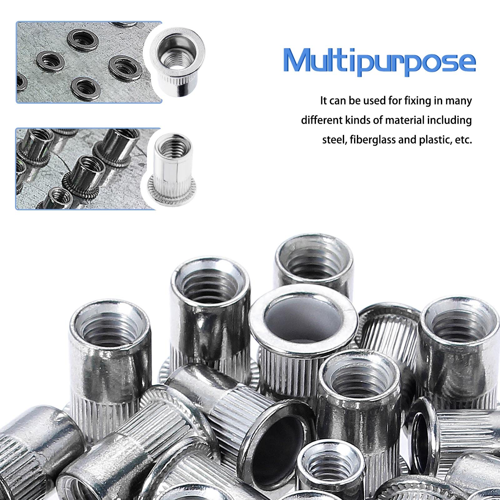 Threaded Rivets Rivnuts Rivet Nut Hsemall 100 Pieces s M6 M8, Flat Head Threaded Rivets, Blind ...