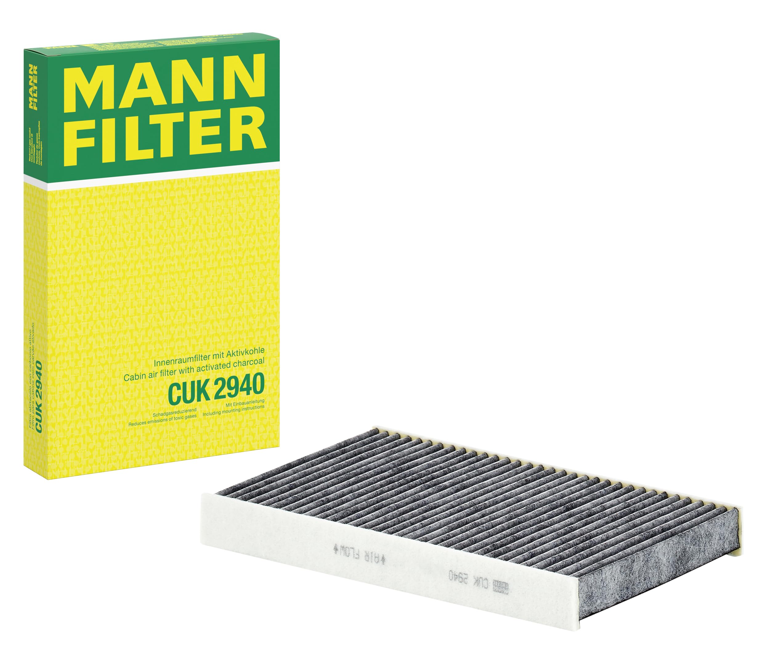 MANN-FILTER CUK 2940 Filtr powietrza kabinowego - SAMOCHODY OSOBOWE + DOSTAWCZE | Do samochodów osobowych, filtracja kurzu i pyłków, redukcja zapachów, oryginalna jakość OE