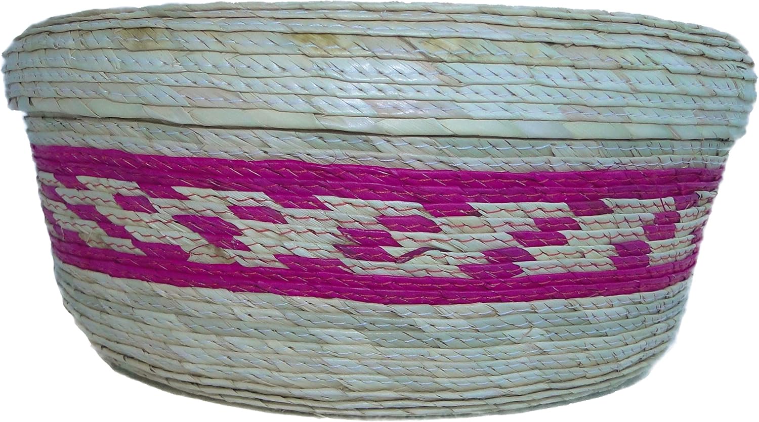 2 Pack Mexican Handmade Palm Baskets with lid and 1 Woven Napkin Cloth (servilleta Mexicana) 100% Cotton Eco Friendly Mexican Tortilla Warmer (tortillero) for Party Fiesta Decoration (Pink)