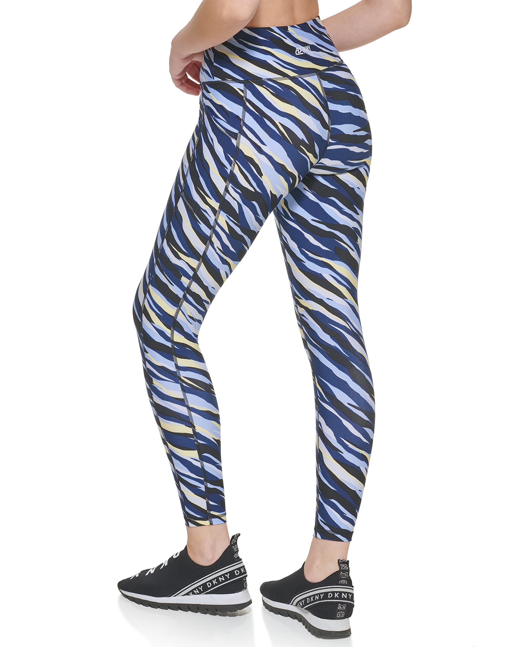 DKNY Damen Leggings Eng Bedruckte Performance-Leggings mit Hoher Taille