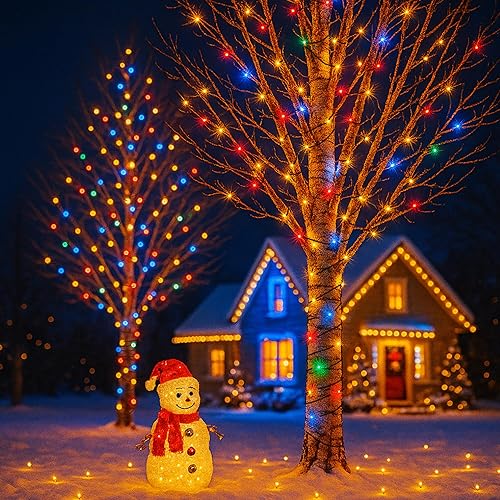 Miniatura 6 de Paquete de 2 tiras de luces de Navidad conectables multicolor, 210 pies, 600 luces LED de Navidad para exterioresinteriores, luces de árbol de