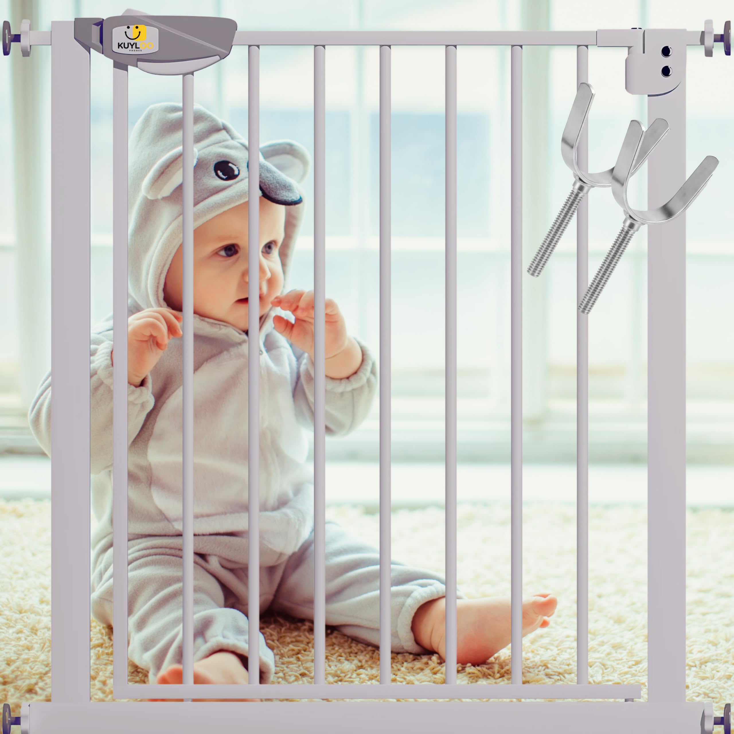 Kuyloo Probes Baby Safety Gate, 2-Way Auto Close, Easy Install, Adjustable (75-84 cm) Safety Gate for Kids for Stairs, Barrier Fence, Durable Doorways Baby Gate for Pets-image-10