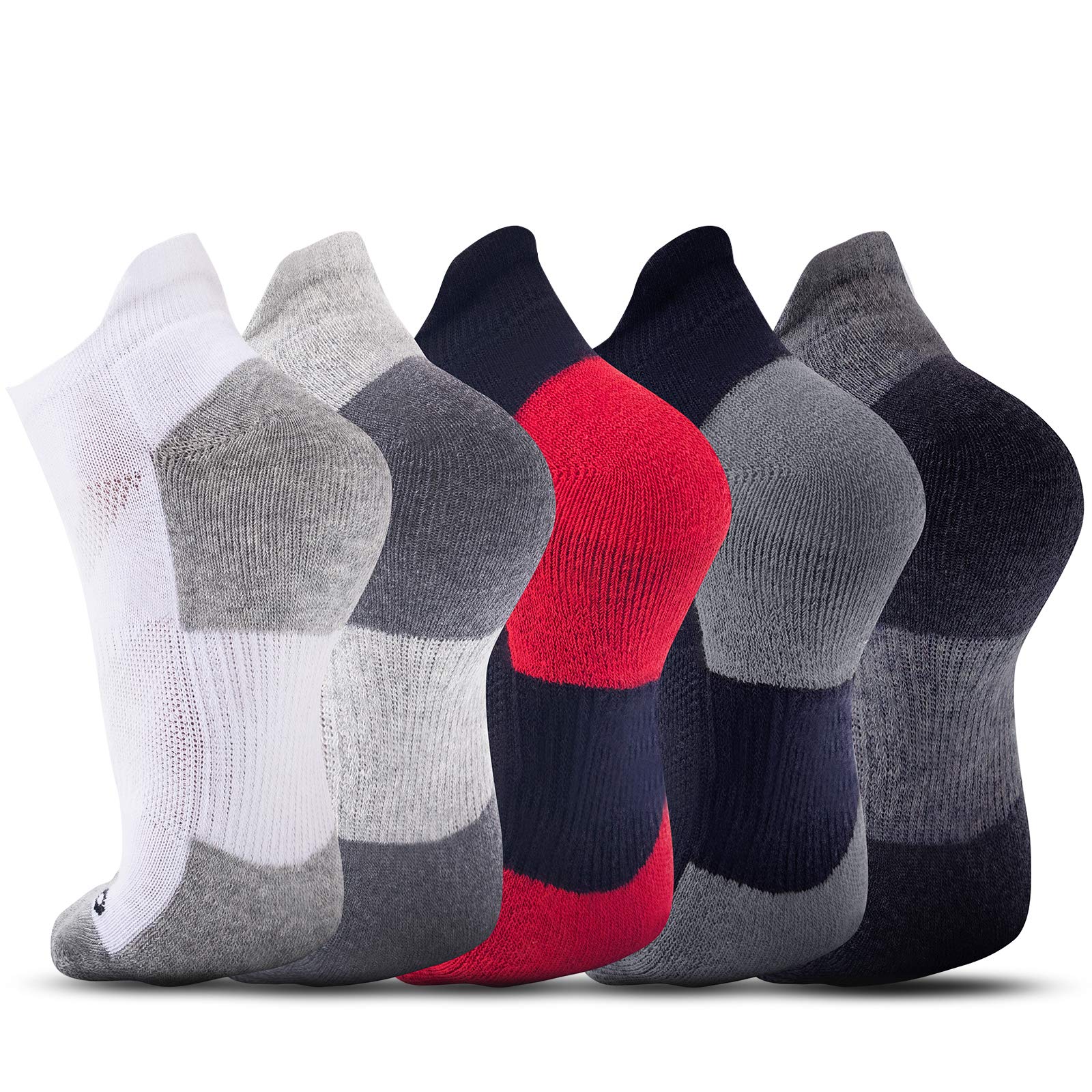 Vividmoo No-Show Ankle Socks Men-Women, Low-Cut Performance Athletic Cotton Socks 5pairs