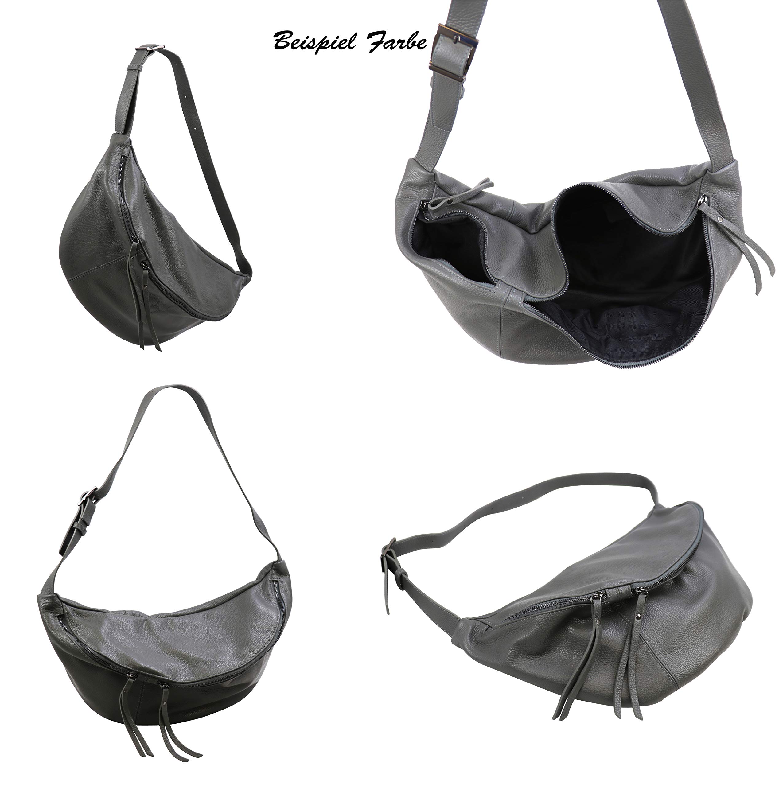 SH Leder prawdziwa skóra damska/męska saszetka na pierś unisex na festiwal, podróż, duża saszetka biodrowa, torba Crossbody, skórzana torba damska 49x28cm Daniela G768, beżowy, Gross