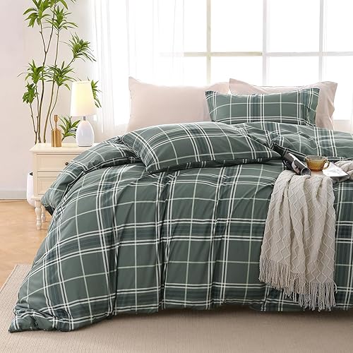 Miniatura 31 de MUXHOMO - Funda de edredón tamaño Queen, juego de funda de edredón floral reversible color beige con cierre de cremallera, juego de ropa de cama de