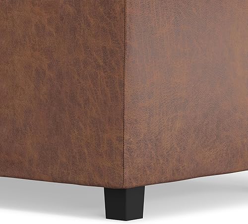 Miniatura 433 de Otomana rectangular de almacenamiento de cuero sintético Simpli Home Avalon., Cuero, Marrón Azul,Marrón Chocolate,Cloud gris,Gris oscuro,Azul