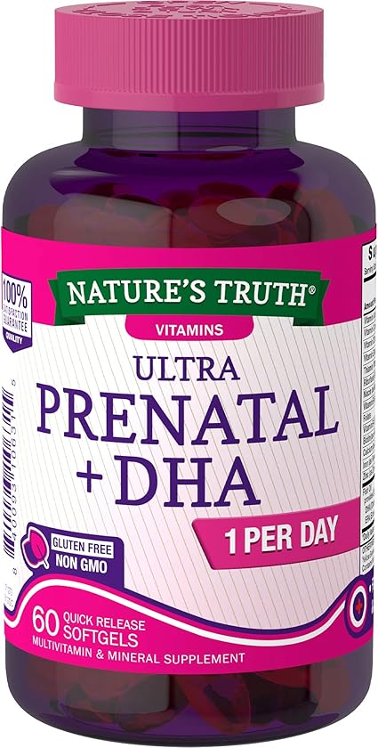 Amazon Com Nature S Truth Prenatal Vitamins With Dha And Folic Acid Softgels Non Gmo Gluten Free 60 Count Health Household