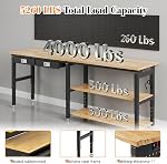 SPECRAFT 96" 2-Tier Banc de travail lourd avec tiroir & Pegboard, Workbench avec stockage, hauteur réglable – 5260 LBS Capacité, Power Outlets, pour Garage, Atelier & Utilisation à domicile