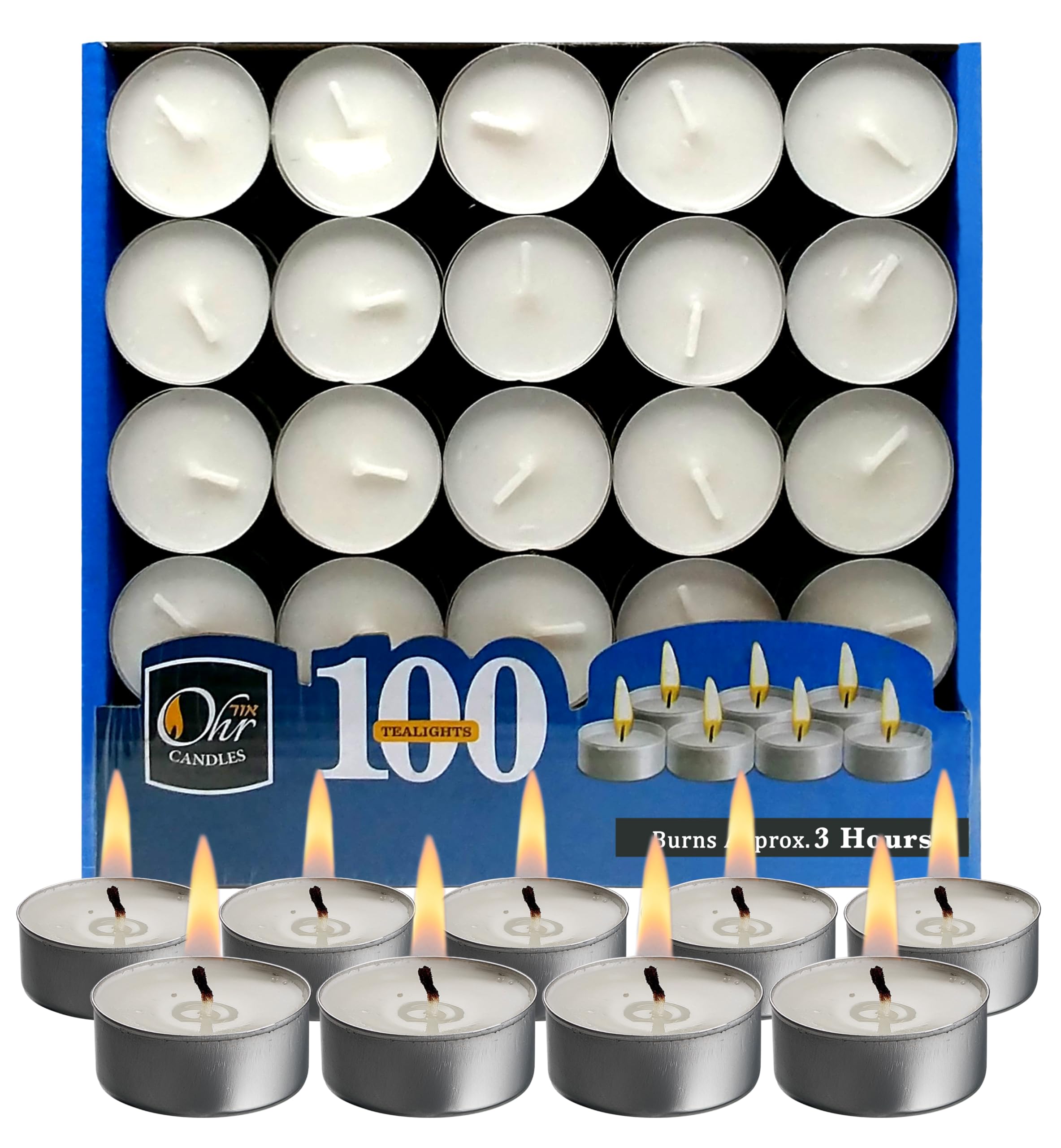 Ohr Candles White Ohr Tealight Candles - Bulk Tea Light Candles Pack Of 100 - Unscented Tea Lights Candles - 4 Hour Burn Time