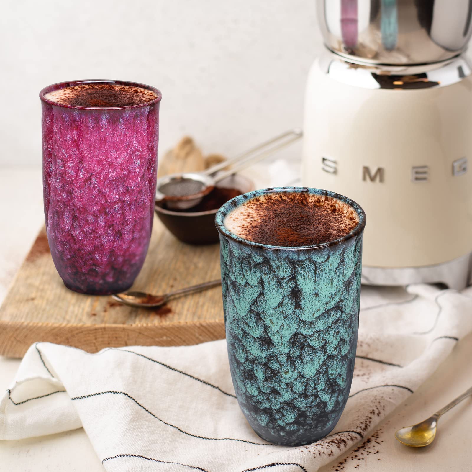 Amazon.com: Qiuhome Reusable Coffee Cups Ceramic Portable Coffee Cup to Go Coffee  Mug with Silicone Lid - 14.5 FL OZ (Cyan) : Home & Kitchen