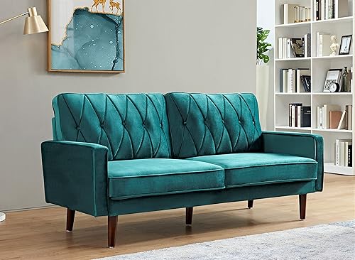 Miniatura 6 de Container Furniture Direct S5737N - Sofá de terciopelo copetudo de estilo moderno para sala de estar con tapicería de tela suave y marco de madera