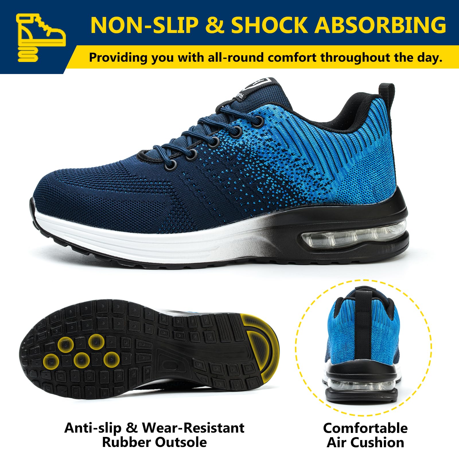 Baofular Scarpe Antinfortunistiche Uomo Donna Leggere Scarpe da Lavoro Comode Scarpe Sicurezza Antiscivolo Traspiranti