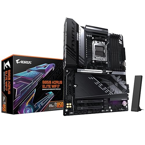 Gigabyte B850 AORUS ELITE WIFI7 Motherboard - AMD Ryzen 9000 Series CPUs, 14+2+2 Phases Digital VRM, up to 8200MHz DDR5 (OC), 1xPCIe 5.0 + 2xPCIe 4.0 M.2, 2.5 LAN, WIFI 7, USB 3.2 Gen 2x2 - ATX - B850 AORUS ELITE WIFI7