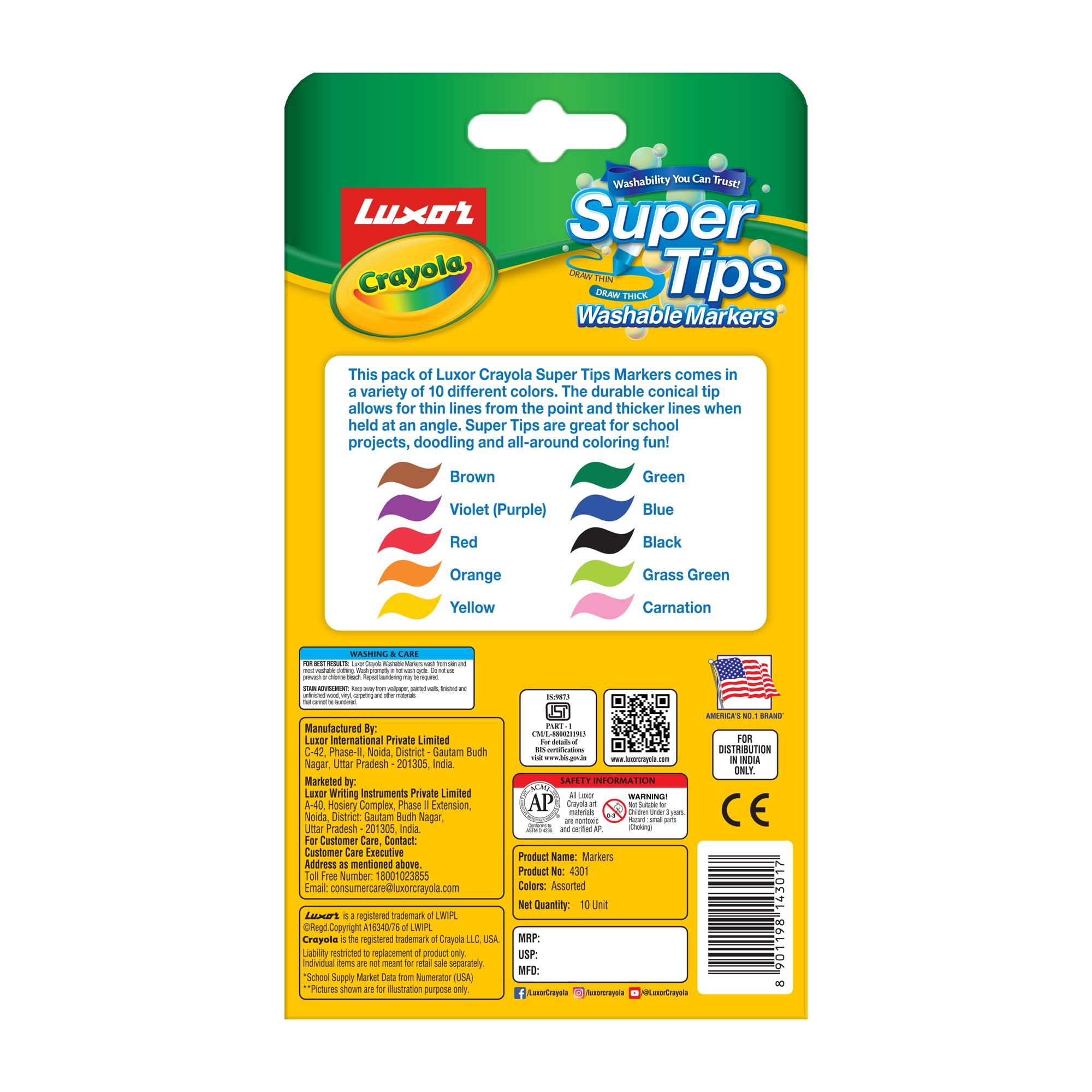 Luxor Crayola Washable Super Tips Markers 10 Shades — Amazon image 2