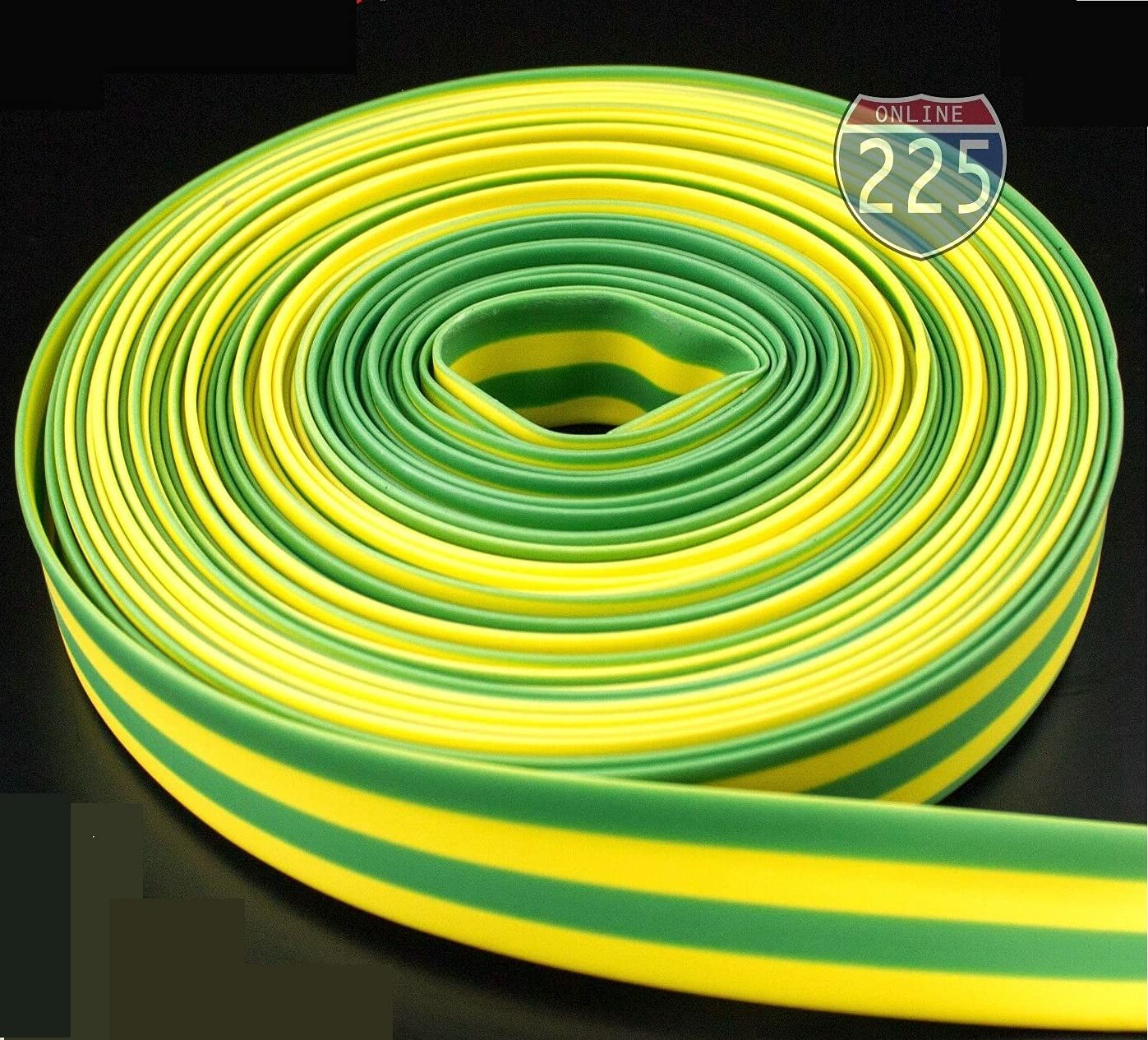 100 FT. 1/2" 16mm Yellow and Green Polyolefin Heat Shrink Tubing 2:1 Ratio