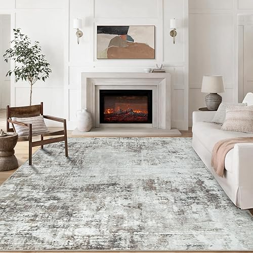 Miniatura 17 de Alfombra lavable de 8 x 10 pies para sala de estar, alfombra grande moderna para comedor, dormitorio, antideslizante, 8 x 10 pies, para interiores,