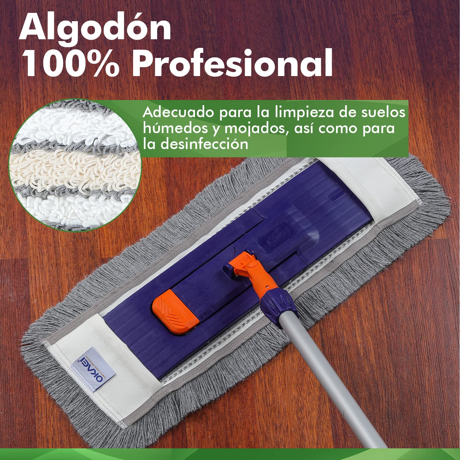 Okaei 5 Piezas de Funda para mopa (40 cm) – Mopa para hospitales y Servicios de Cuidado – Funda de fregona con propiedades óptimas de Deslizamiento para Trabajos ergonómicos – Gris — view 5