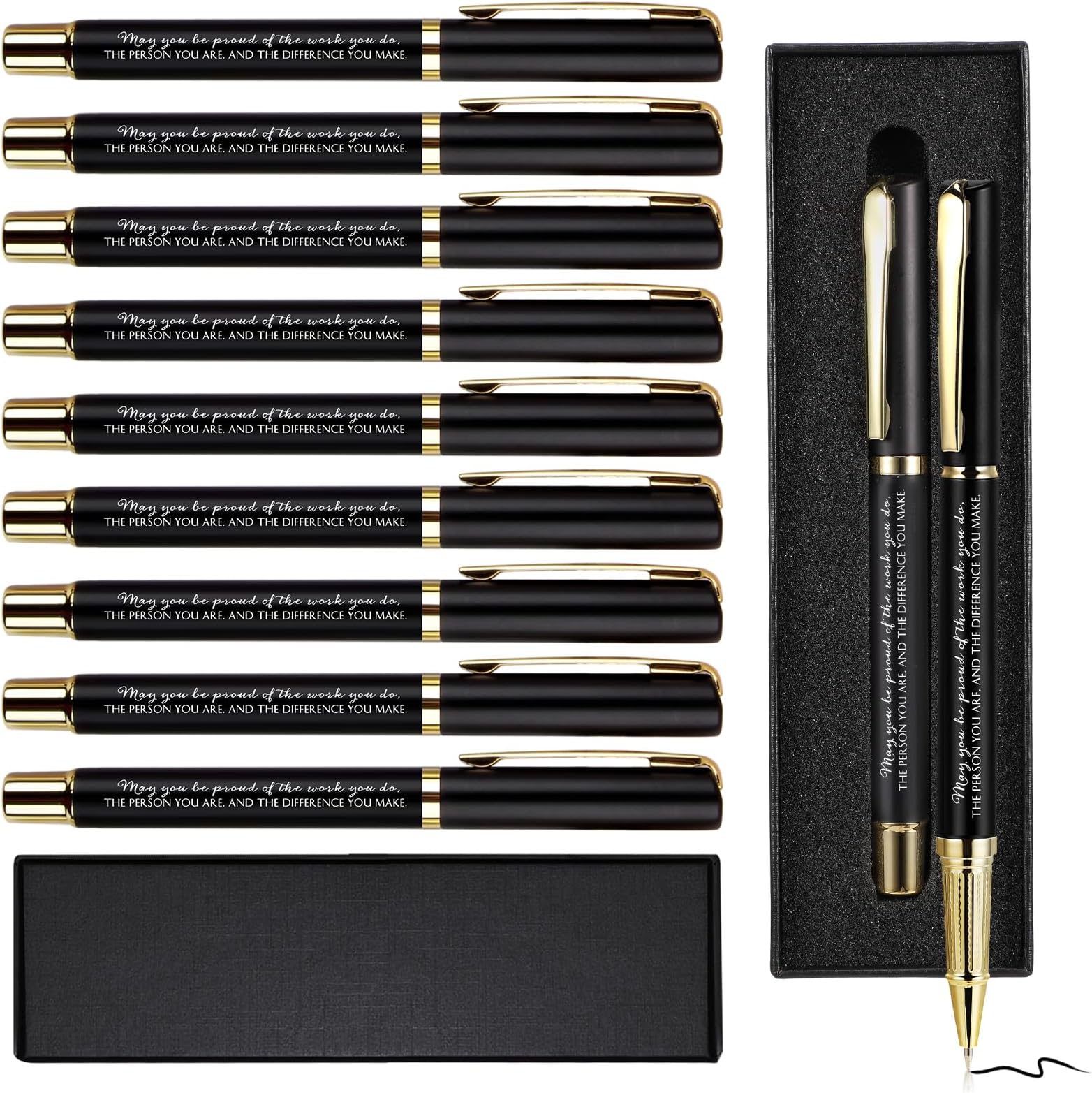 PerKoop 30 Sets Thank You Pens Employee Appreciation Ballpoint Pen with Engraved Inspirational Quotes Thank You Pen Gifts with Boxes for Teacher Coworker School Office Favors, Black Ink
