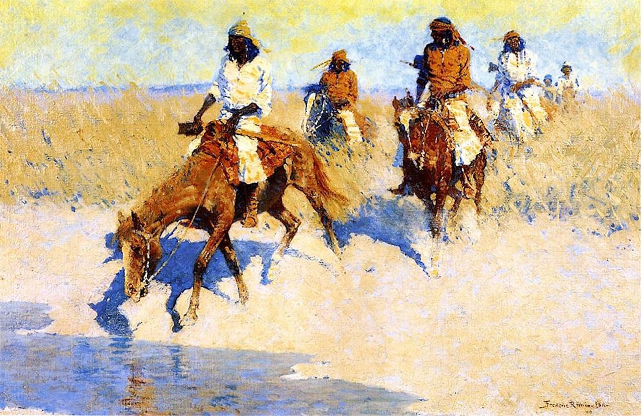 POSTERIIk Vintage Art Print Images Pictures Print Pool in the Desert Frederic Remington Modern Colour Posters for Office Home Decor 60x90cm