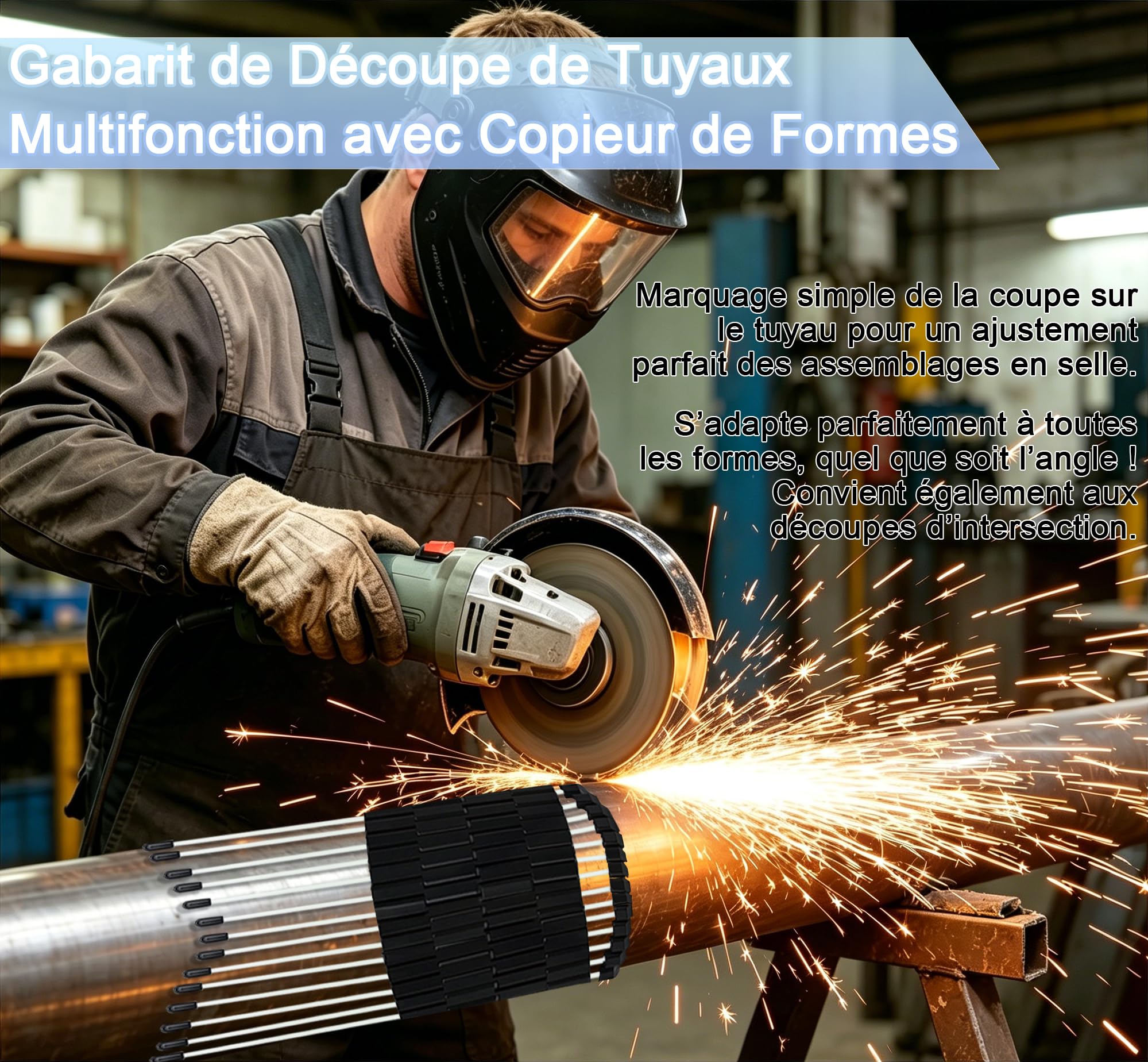 Outil de Profilage de Tuyaux Multifonction, Gabarit de Contour pour Copie de Formes de Tuyaux, Jauge de Mesure pour Carrelage Menuiserie Plomberie Métal et Rénovation (Tuyaux de 0–3″) (Tuyaux de 0–6″)
