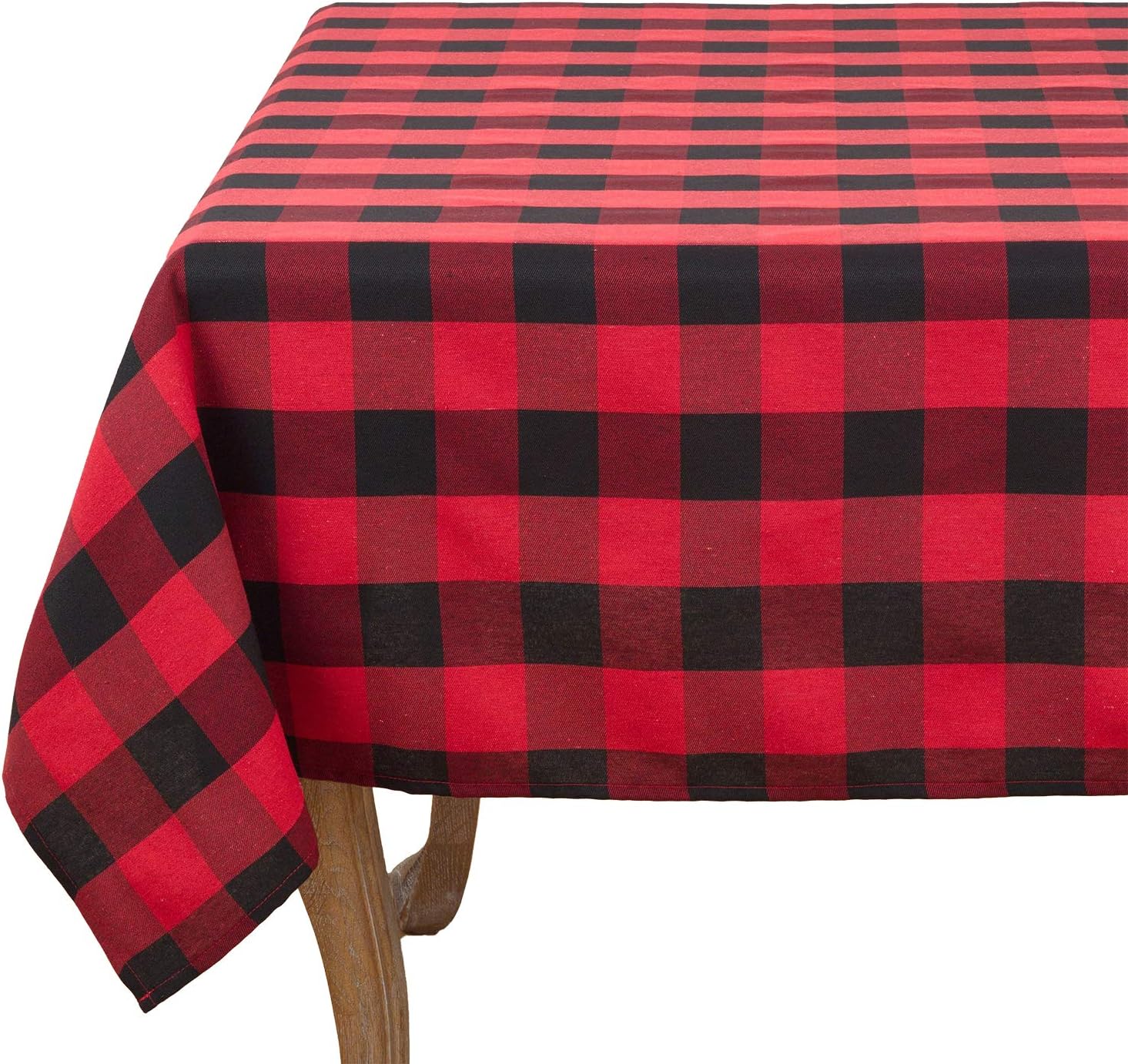 Fennco Styles Buffalo Plaid Collection Classic Checked Cotton Blend Tablecloth - Black 70 x 90 Inch Table Cover for Banquets, Christmas, Special Events and Home Décor