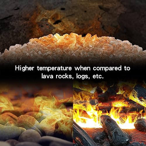 Miniatura 4 de Stanbroil Vidrio de fuego de 10 libras, vidrio de fuego poligonal de 12 pulgada para chimenea y paisajismo, elegante dorado