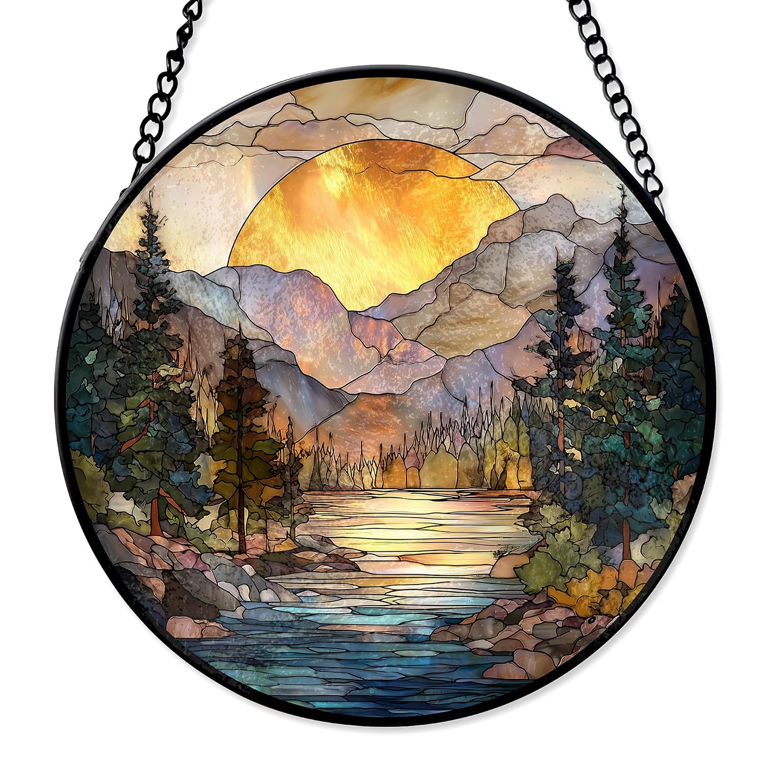 7.8" Moonlight Witch Suncatcher Stained Glass Window Hanging Mystical Witchy Sun Catchers Halloween Ornaments Wall Art Door Garden Room Home Decor Birthday for Teens Women - Image 9