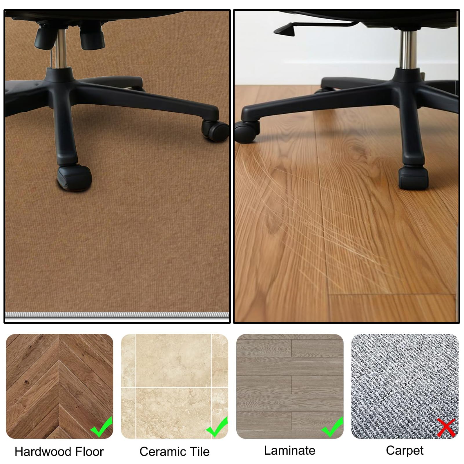 100 x 120 cm Alfombra para Silla de Oficina para Suelos Duros Parquet Laminado y Azulejos Alfombra Gaming Suelo, Alfombrilla Protector Suelo Silla Ruedas, Alfombras de Escritorio