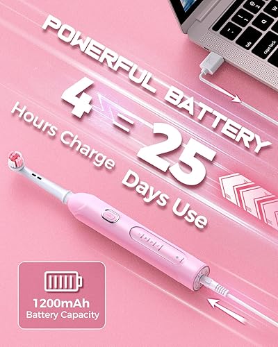 Miniatura 34 de TEETHEORY Cepillo de dientes eléctrico giratorio para adultos con 8 cabezales de cepillo (2 tipos), 4 modos de limpieza profunda cepillo de dientes