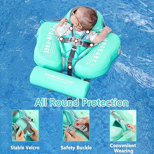 Miniatura 4 de Flotador Mambobaby 2025, flotadores para bebé con toldo para bebés de 3 a 24 meses, flotadores de piscina no inflables con correa de seguridad