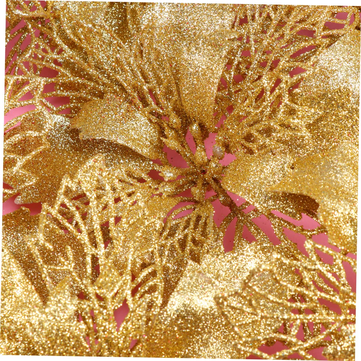 Abaodam 36 Piezas De Flores De Pascua con Purpurina Huecas Artificiales para Decorar El Árbol De Navidad Fáciles De Hacer.