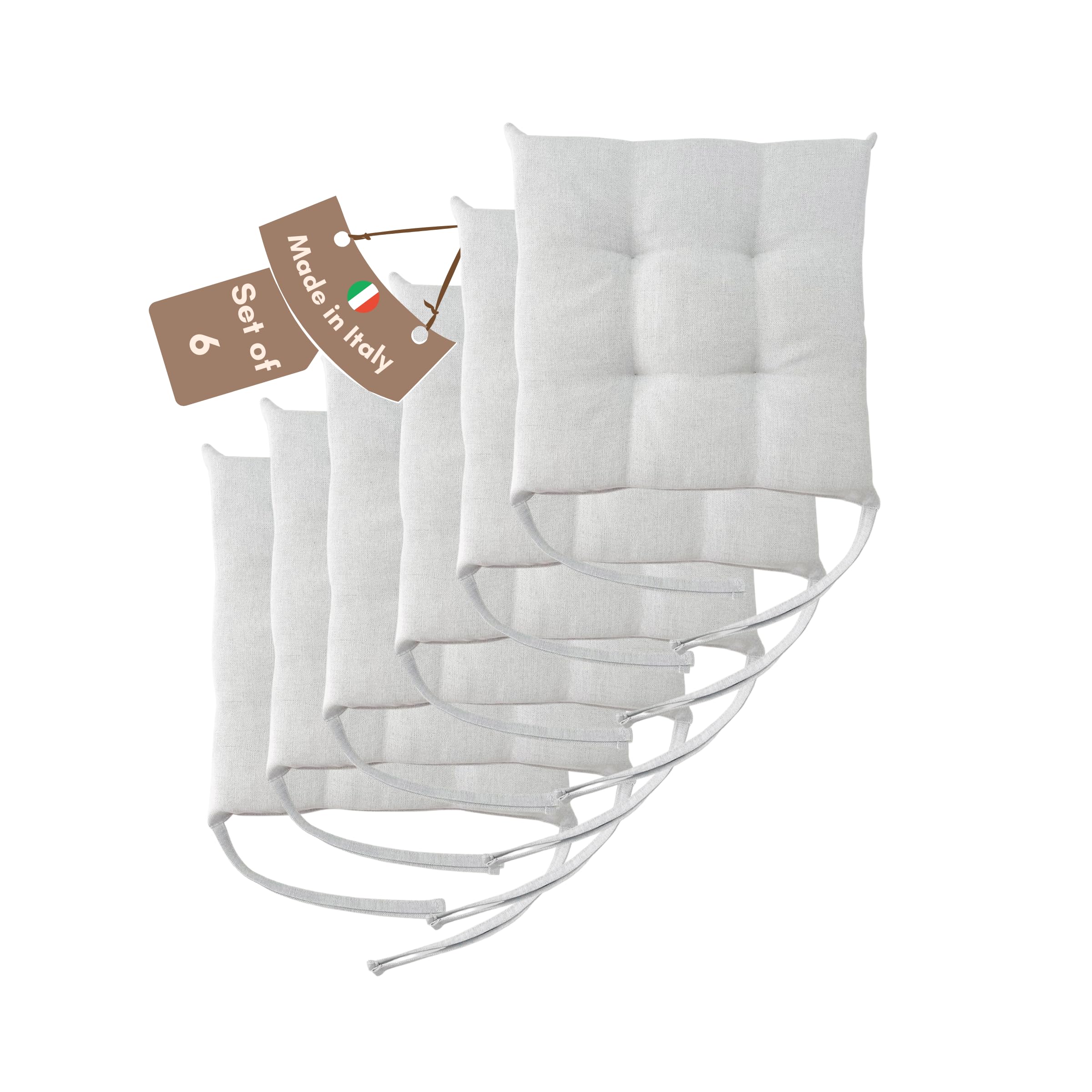 Il Tuo Artigiano Design Set 6 Poduszek do Krzeseł Kuchennych 40x40 cm Spessore 6 cm Imbottiture Spugna Acrilico Naturale