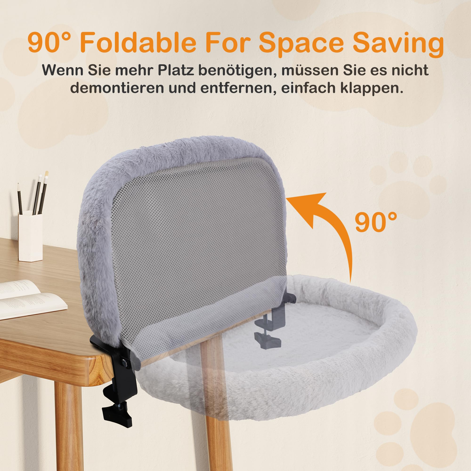 Cama Colgante para Gatos Plegable 90°, Cama para Gatos, Hamaca para Gato, Cesta para Dormir, Hamaca para Gato, Cama de 59 x 48 cm hasta 20 kg