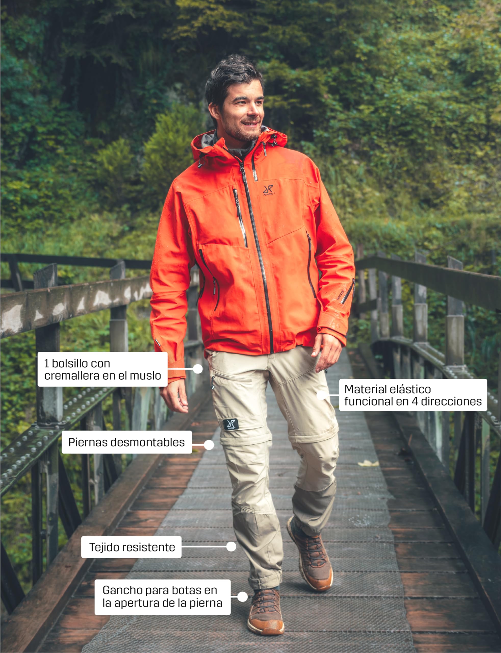 RevolutionRace Range Pro Stretch T Zip-Off Pants para Hombre, Pantalones Convertibles para Actividades al Aire Libre