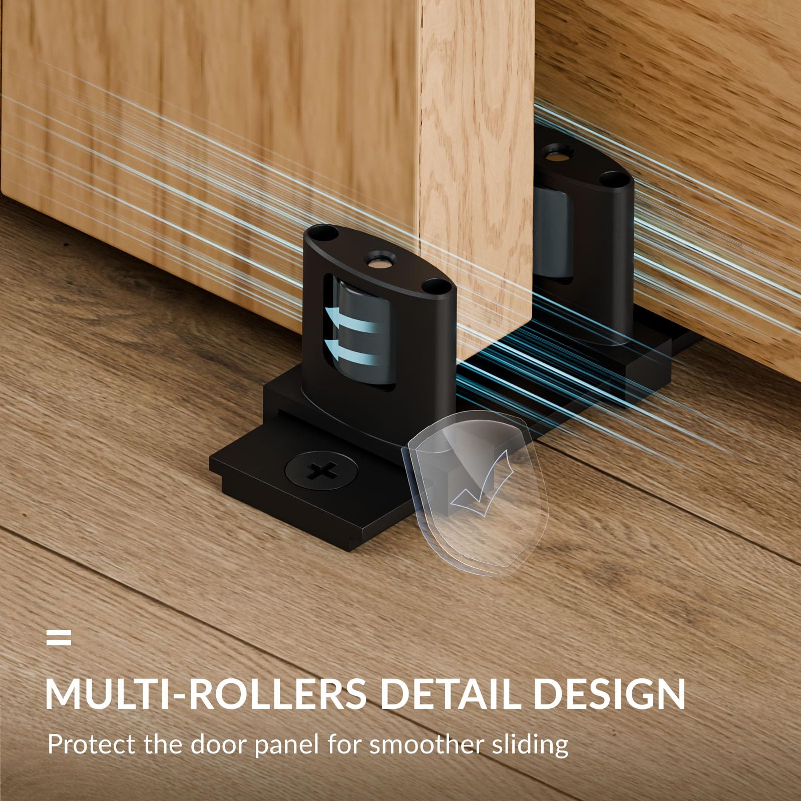 Siding Closet Door Floor Guide,Update Adjustable 3-Roller Design for Bypass Doors Floor Guide,Sliding Door Bottom Guides,Easy Install - Image 4
