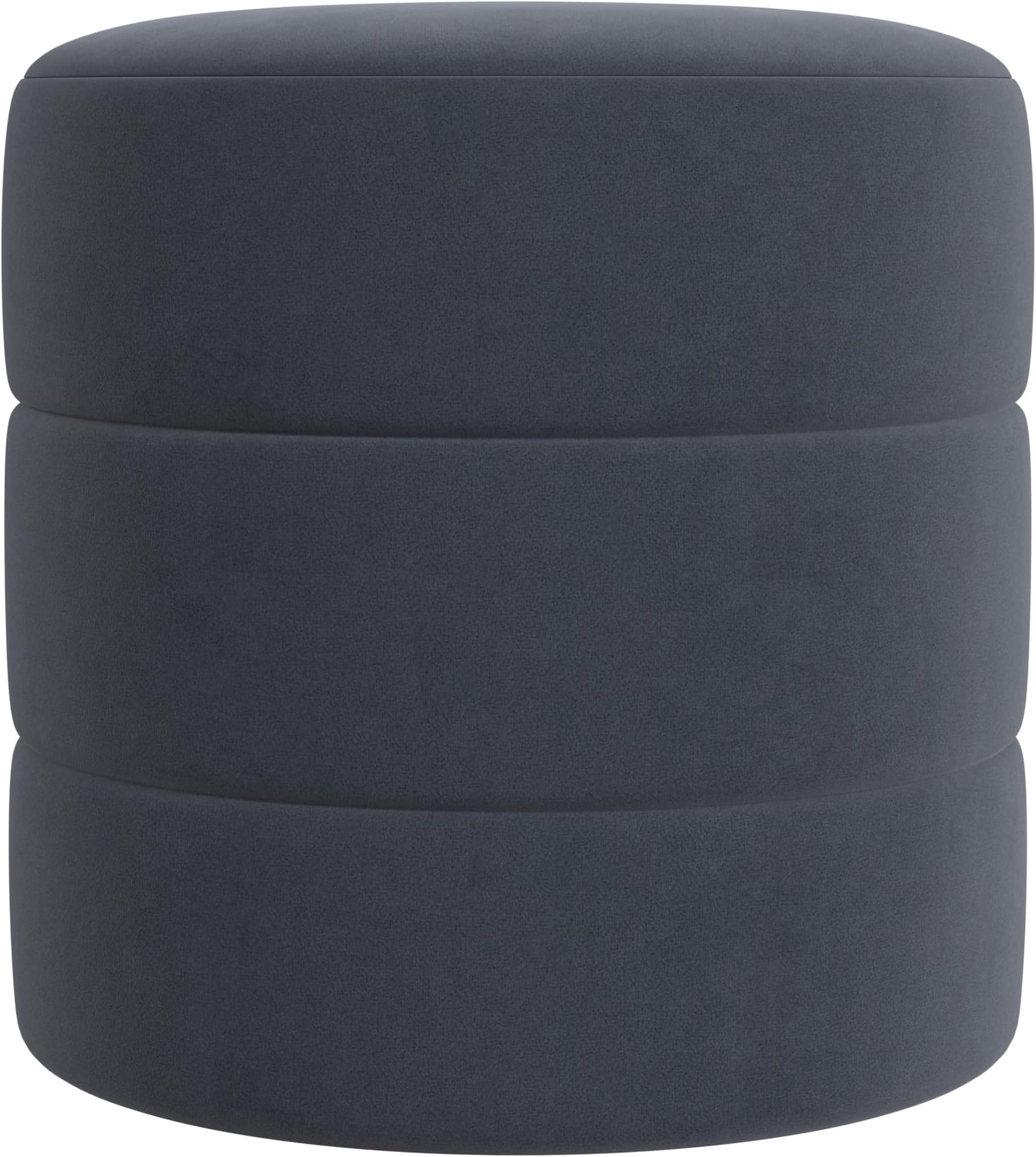 Spatial Order Upholstered Round Ottoman (No Lid, Seat Only) | Spatial Order Home Décor | Foot Rest Pouf – Steel Blue Velvet
